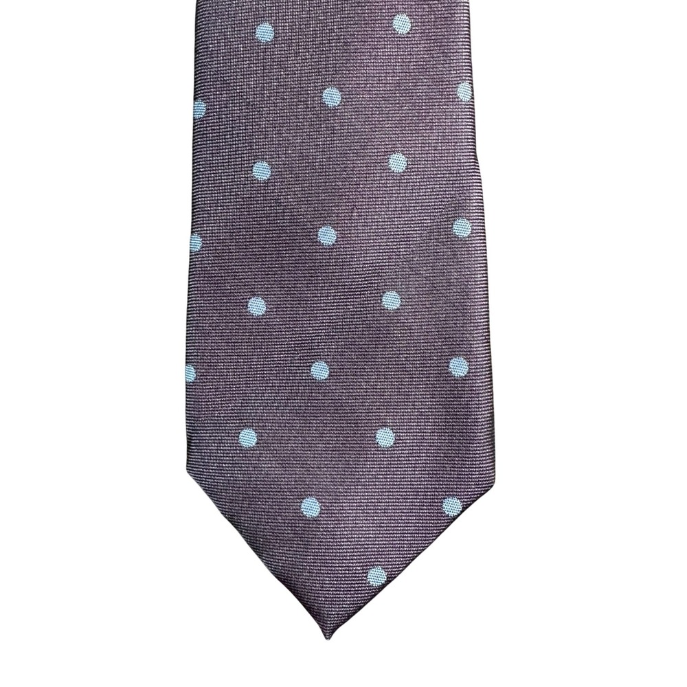 Dockers Mens Silk Blend Polka Dot Necktie Purple Grey Blue Classic Width 57.5in